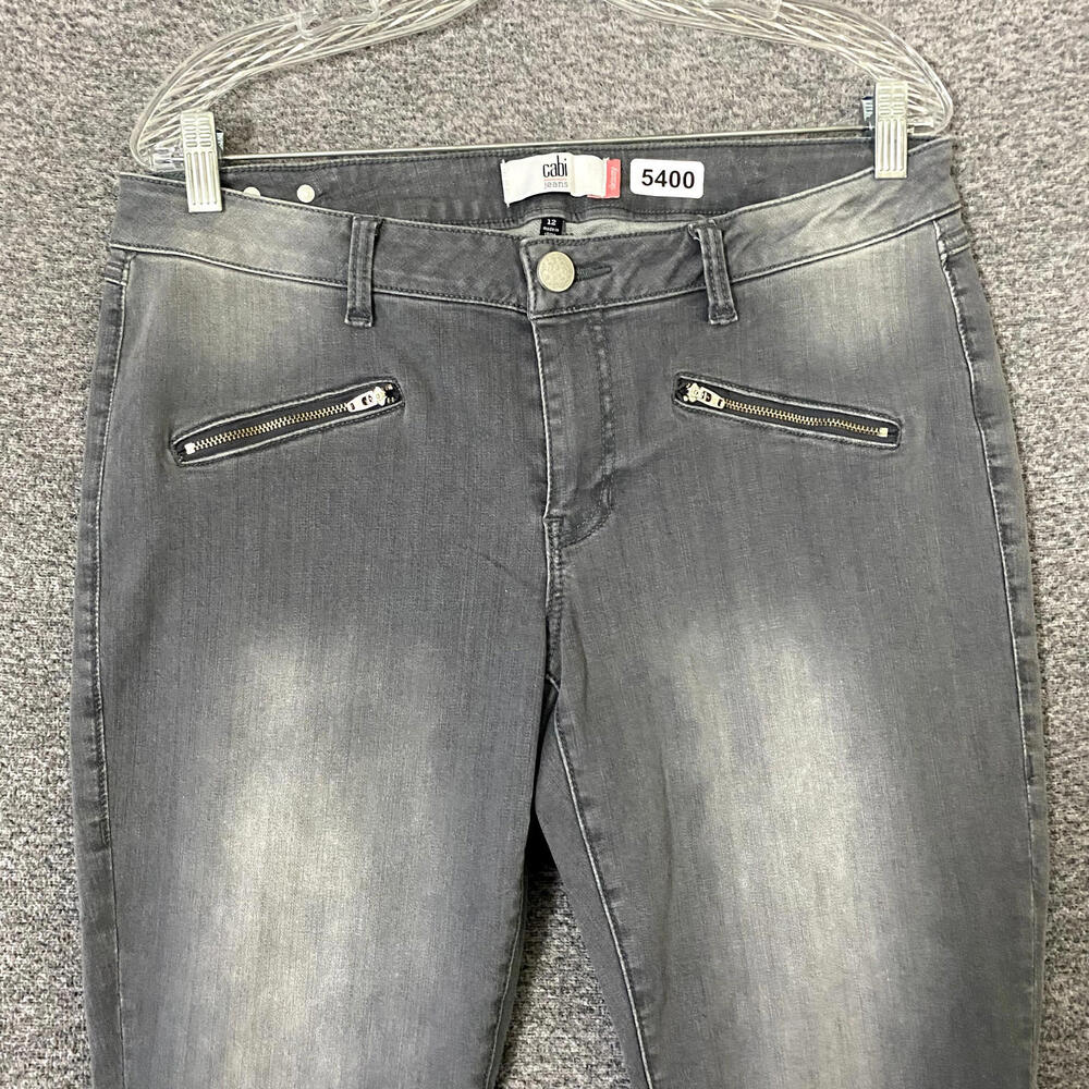 Cabi Women’s Size 12 Gray Skinny Zip Pocket Stretch Denim Jeans - Picture 3 of 11